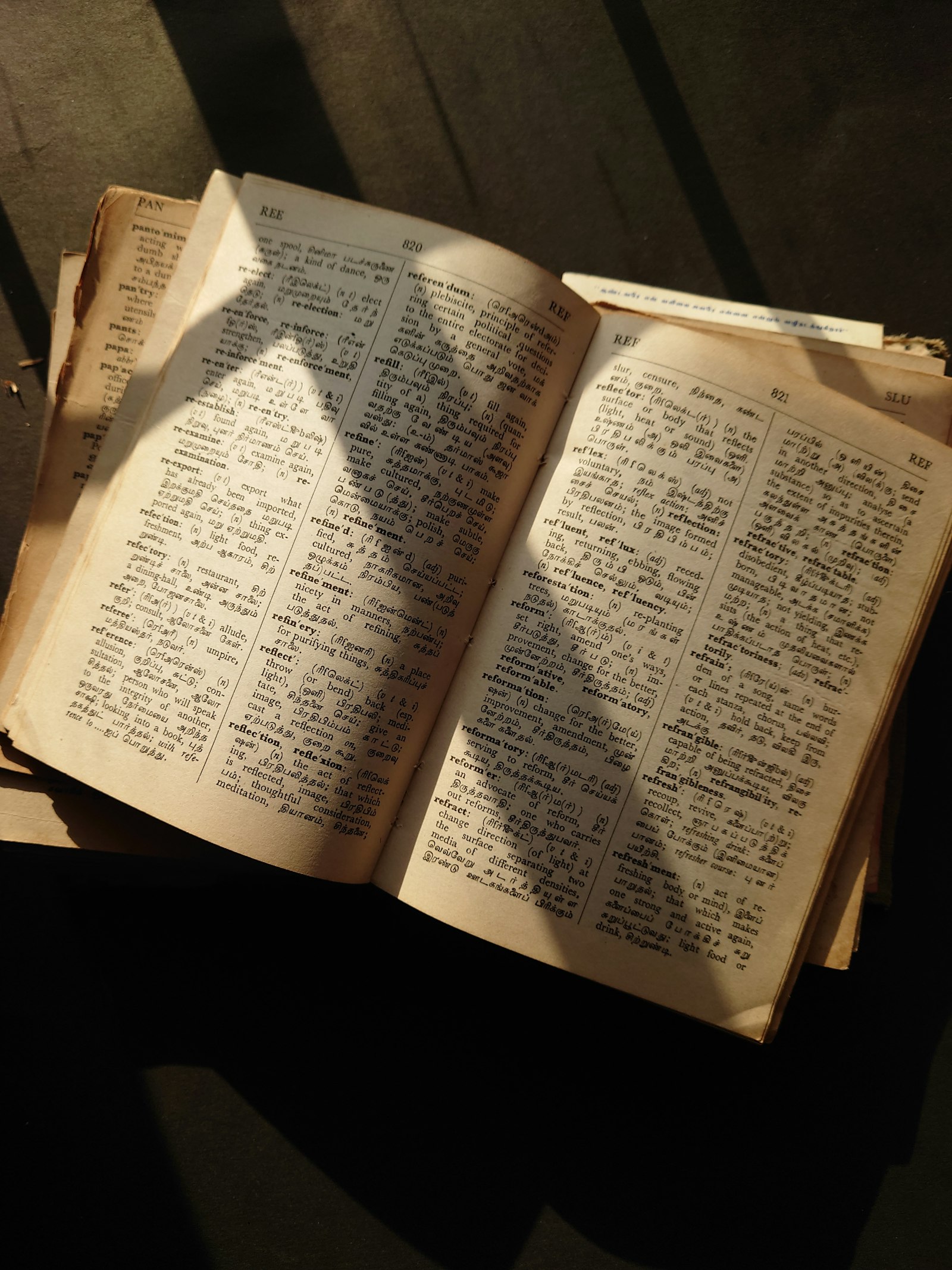 Intelligent Word Generator: Smarter Words, Instantly 3 Open dictionary book used to verify real words from a word generator